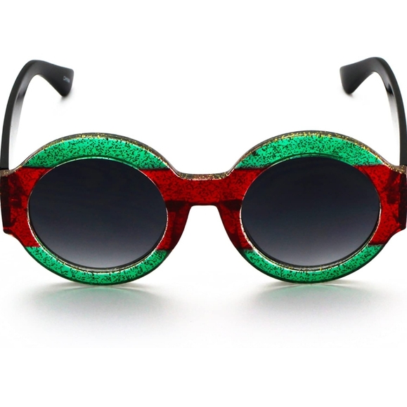 ROUND GLITTER COLORBLOCK ๐ SUNGLASSES - Picture 5 of 6